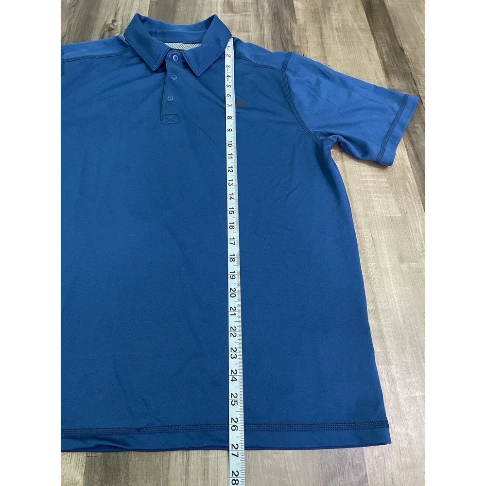 The North Face Shirt Men's Sz L Blue Polo Logo Golf Tennis Activewear Mesh Line